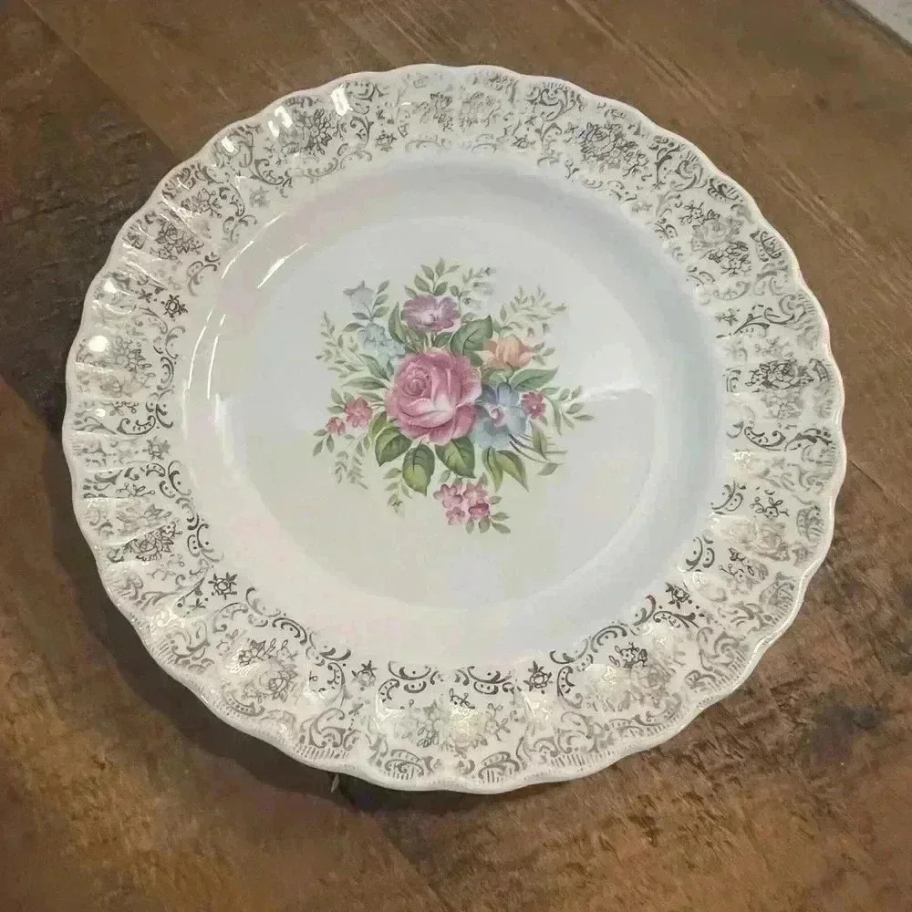 Vintage Limoges Gold and Floral Plate